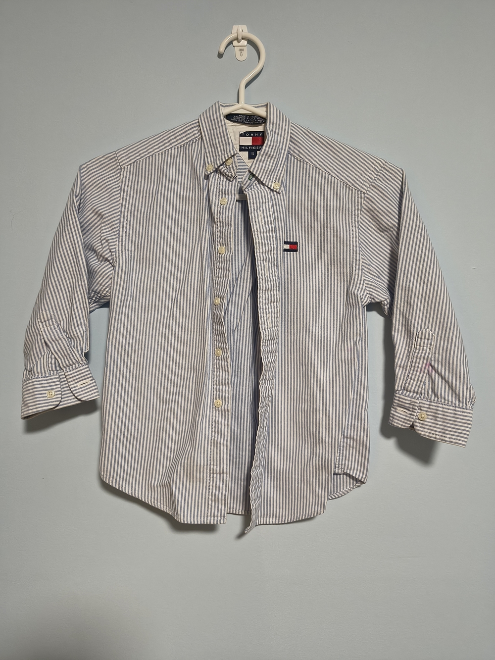 TOMMY HILFIGER Toddler Boy's Long Sleeve Button Down Blue/White Stripes Size 5T